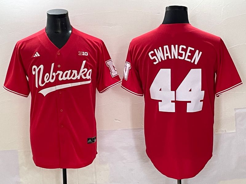 Men Nebraska Cornhuskers #44 Swansen Red 2025 Joint Name NCAA Jersey style 8
